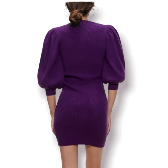 ZARA | Puffy Sleeve Ribbed Sweater Dress - Picture 4 of 10